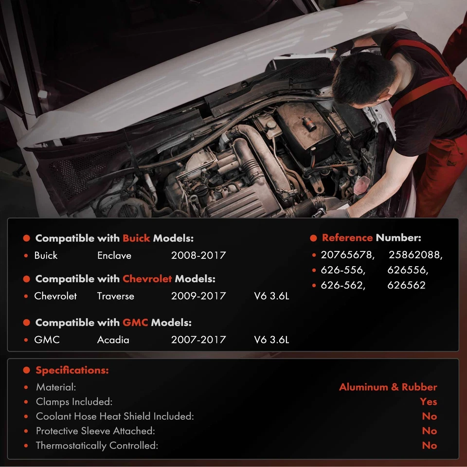 2 впускных и выпускных шланга нагревателя ОВК в сборе для Chevrolet Traverse 2009–2017 GMC - Изображение 2 из 4