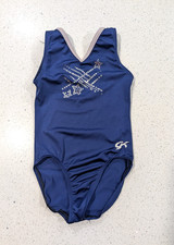 CHRISTMAS BLUE SILVER Stars GK ELITE Gymnastics Dance Leotard Child Medium Xmas