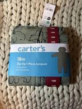 Carters Zip-Up 1 Piece Warm Long Sleeve Easy Care Jumpsuit 18M