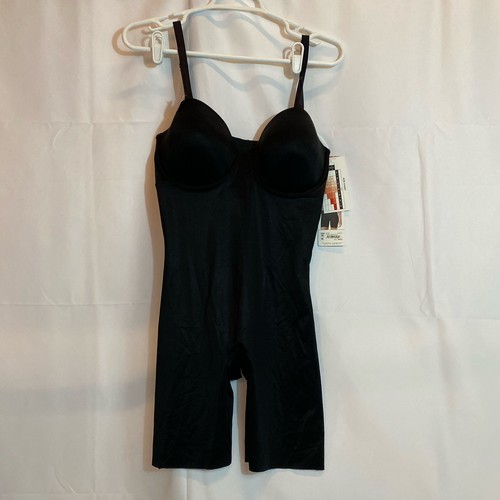 SPANX Red Hot Strapless Cupped Mid-Thigh Bodysuit Very Black XL