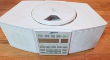 Vintage Zenith Z253W AM/FM Stereo Clock Radio CD Player White - FOR PARTS ONLY.