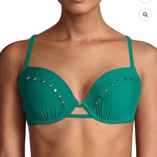 Time and Tru Women's Green Stud Bikini Swimsuit Top NWT
