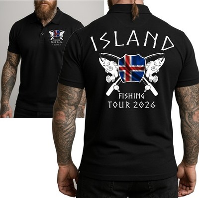 Island Fishing Poloshirt  Angeln Angler Bekleidung Angelreisen Motiv Wunschname