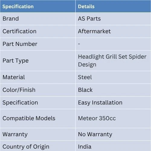 Fit For Royal Enfield Meteor 350cc - "Headlight Grill Set Black Spider Design" - Изображение 2 из 4
