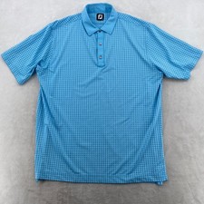 FootJoy FJ Mens Golf Polo Shirt Blue All Over Micro Dot Print Short Sleeve XL