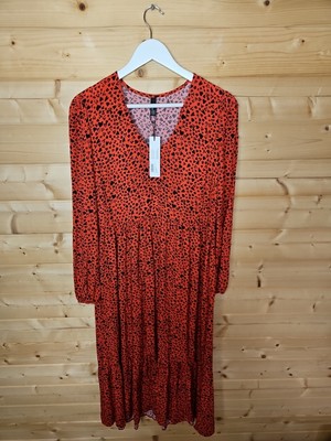 Nobody's Child Nova Heart Red Izzy Midi Dress UK 10 Long Sleeve Wedding