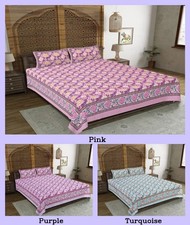 Flower New Design Jaipuri Print King Size Bed Seet With 2 Pillow Covers