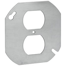 4" Stainless Steel Octagon Duplex Receptacle Electrical Box Cover, Flat Metal...