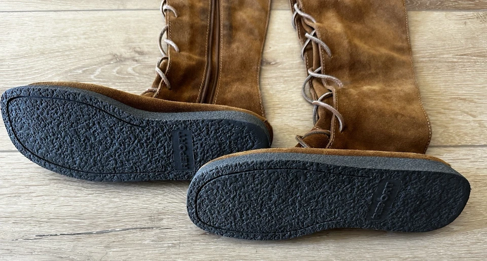 Botas altas mocasín de gamuza Report Dingo para mujer talla 8 con cordones flecos cuero Foto 4 de 4