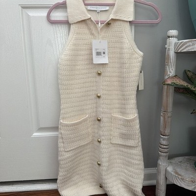 ENDLESS ROSE Crochet Knit Dress Women's Size S Ivory