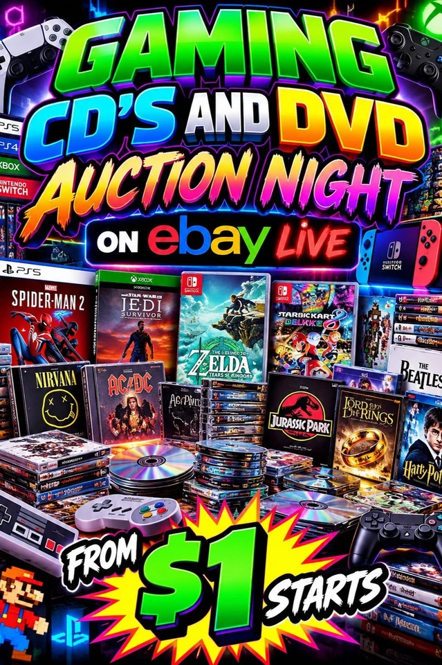GAMING, DVD'S, VHS, CD'S AND MORE EXTRAVAGANZA FROM $1 STARTS !!!!!!!!!!!!