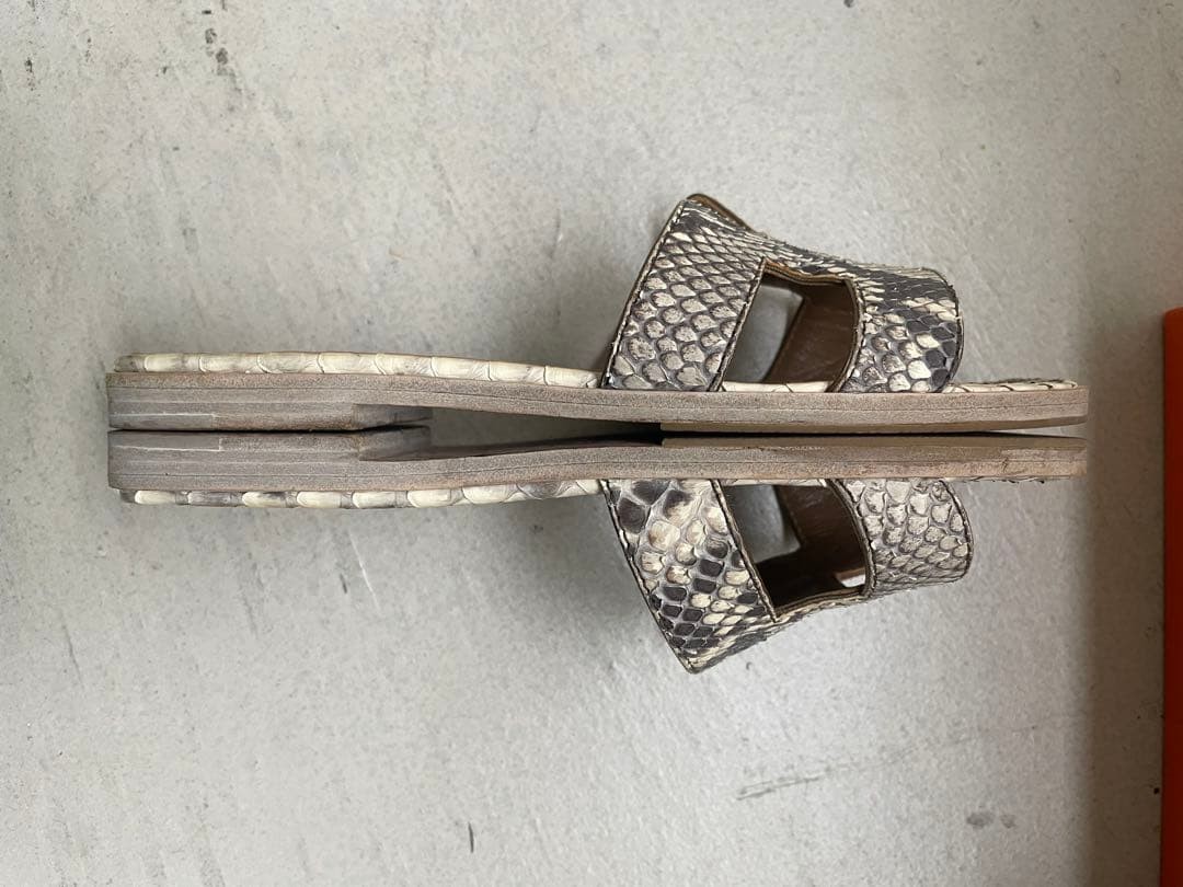 HERMES Etoupe Oran Python Sandals 34 - image 6