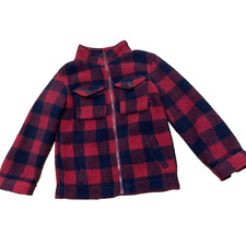 OSHKOSH B'gosh Sherpa Fleece Jacket Boys 7 red black Buffalo Check Plaid Photos