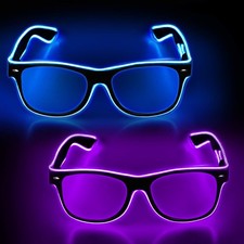 YouRfocus LED Light Up Glow in The Dark Glasses Wired Standard, Blue Purple