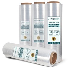 PackageZoom 4 Rolls 18 x 1500 Ft Stretch Wrap Heavy Duty, Industrial Strength