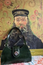 VERA PELLE Italian made Leaf Green Leather Handbag Fabulous Preloved Condition