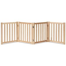 LZRS 4-Panel Wooden Foldable Dog Gate   24" High, Extra Wide, Free Standing