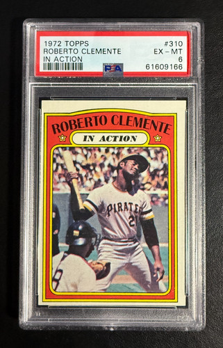 1972 Topps Baseball # 310 - Roberto Clemente In Action - PSA 6 EX-MT