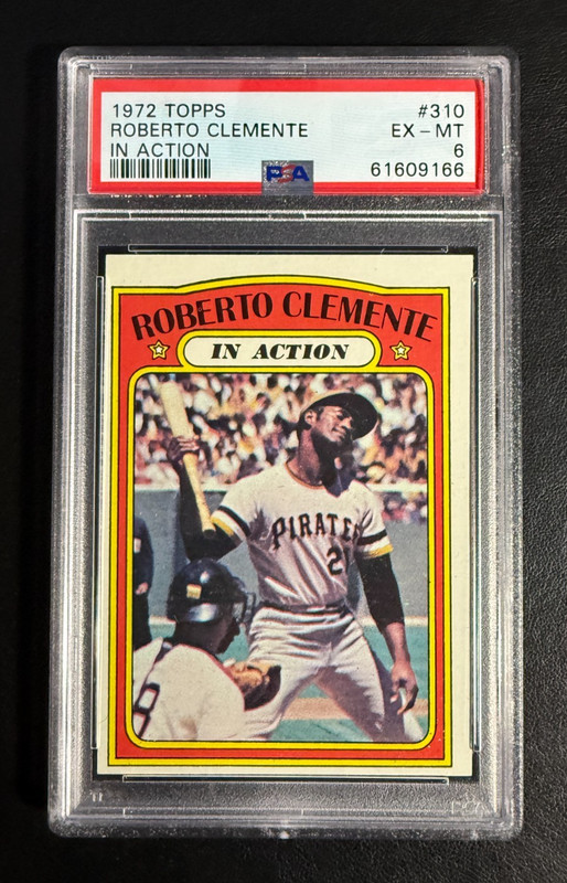 1972 Topps Baseball # 310 - Roberto Clemente In Action - PSA 6 EX-MT