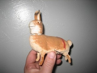 ANTIQUE BROWN PAPER MACHE GERMAN EASTER RABBIT CANDY CONTAINER VINTAGE lot A