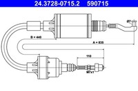 ATE Kupplungsseil Kupplungszug 24.3728-0715.2 FüR Opel Calibra C89 CC Vectra J89