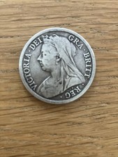 1900 Queen Victoria Half Crown Silver Coin - Mid Grade - British Halfcrown