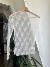 Weißes Oberteil Bluse Spitze Transparent S N...