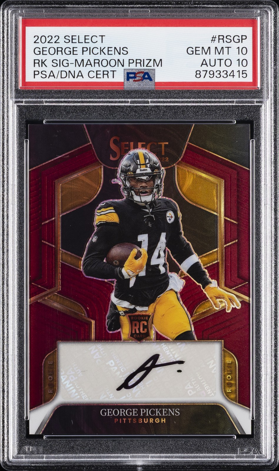 George Pickens Panini Select Rookie Signatures #RSGP Maroon Prizm