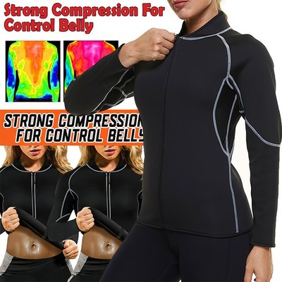 Chaqueta deportiva con cremallera y sudadera de neopreno para sauna para mujer