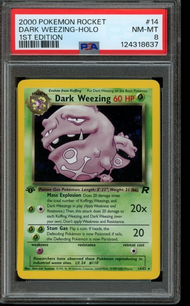 PSA 8 NM-MT Pokemon Dark Weezing Team Rocket 1st Edition Holo 14/82