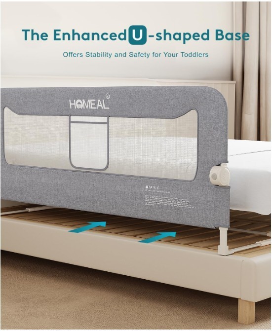 HOMEAL 59” Toddler Bed Rail – Swing Down Safety Guard 🛏️👶