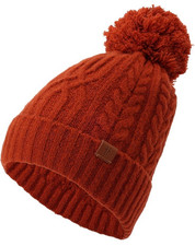 NWT Frye Women's Cable Knit Beanie With Self Pom - Color Brick Red - MSRP 58