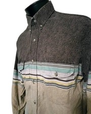 VTG Wrangler Western Shirt Mens Large Striped Aztec Southwestern Color Block USA