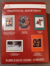 Vtg Hallmark Box Of 28 Christmas Cards Traditional W/Envelopes Pre-owned Unused