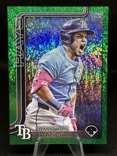 2025 Topps Series 2 Jonathan Aranda #678 Green Holo Foil /99 SSP Tampa Bay Ray