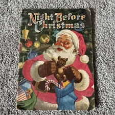 Night Before Christmas 1956 Large Book by Whitman Publishing with Flocking