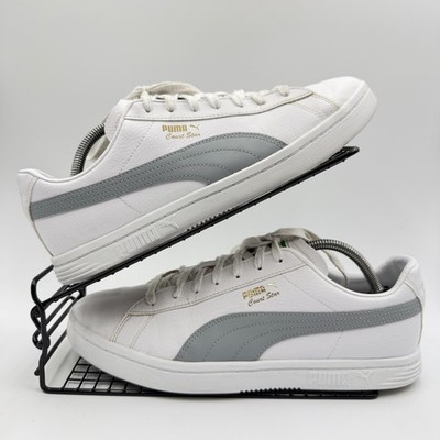 Puma Court Star FS SL Weiß Grau Sneaker Größe UK 10 Herren Leder Low 374582-02