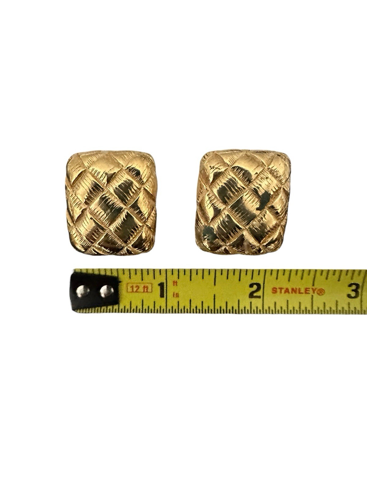 Vintage Matte Gold Square Rectangular Braided Des… - image 5