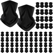 60 Pcs Neck Gaiters UV Face Mask Men Women Sports Cycling Hiking Bandana Black