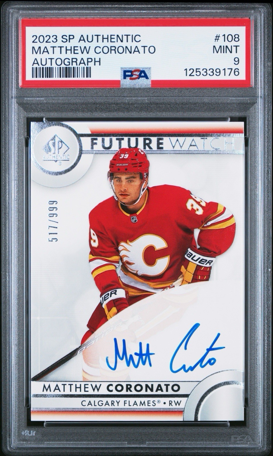 Matthew Coronato 2023-24 SP Authentic Future Watch Auto #108 517/999 PSA 9 MINT
