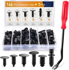 GOOACC 146PCS Nylon Bumper Shield Retainer & 146Pcs Clips + Remover, Black 