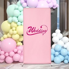 Wedding Backdrop Stand 3.28x6.56ft White Pink Photo Booth Stand with Cloth Cover