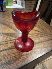 Vintage Orange Amberline Eye Wash Glass Cup Blacklight Glows Yellow