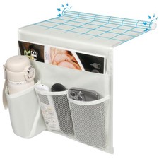 WOMACO Bedside Caddy with Water Bottle Holder, Non-Slip Bed Caddy Storage Org...