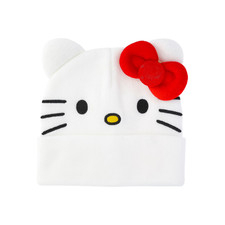 Officially Licensed  VIBRANT WHITE  Hello Kitty Beanie Hat w/ Red Bow  