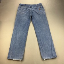 Carhartt Jeans Mens 38x32 Blue Denim Relaxed Fit Straight Leg Stone Wash Worker