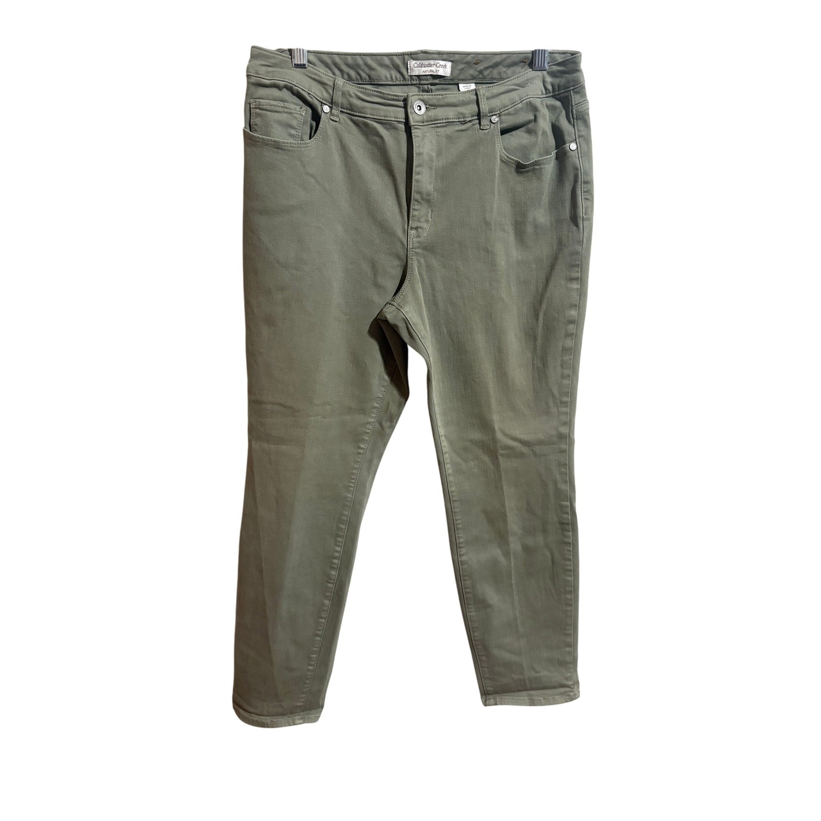 Coldwater Creek Natural Fit Olive Green Straight Leg Jeans Women's Size 12
