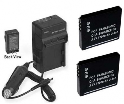 2 Batteries +Charger for Panasonic DMC-FX37K DMC-FX37A DMC-FX37EB-S DMC-FX37EB-K-image