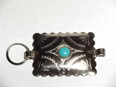 Belt Buckle Turquoise Design 1 x 1.5 inches, hooks in tact