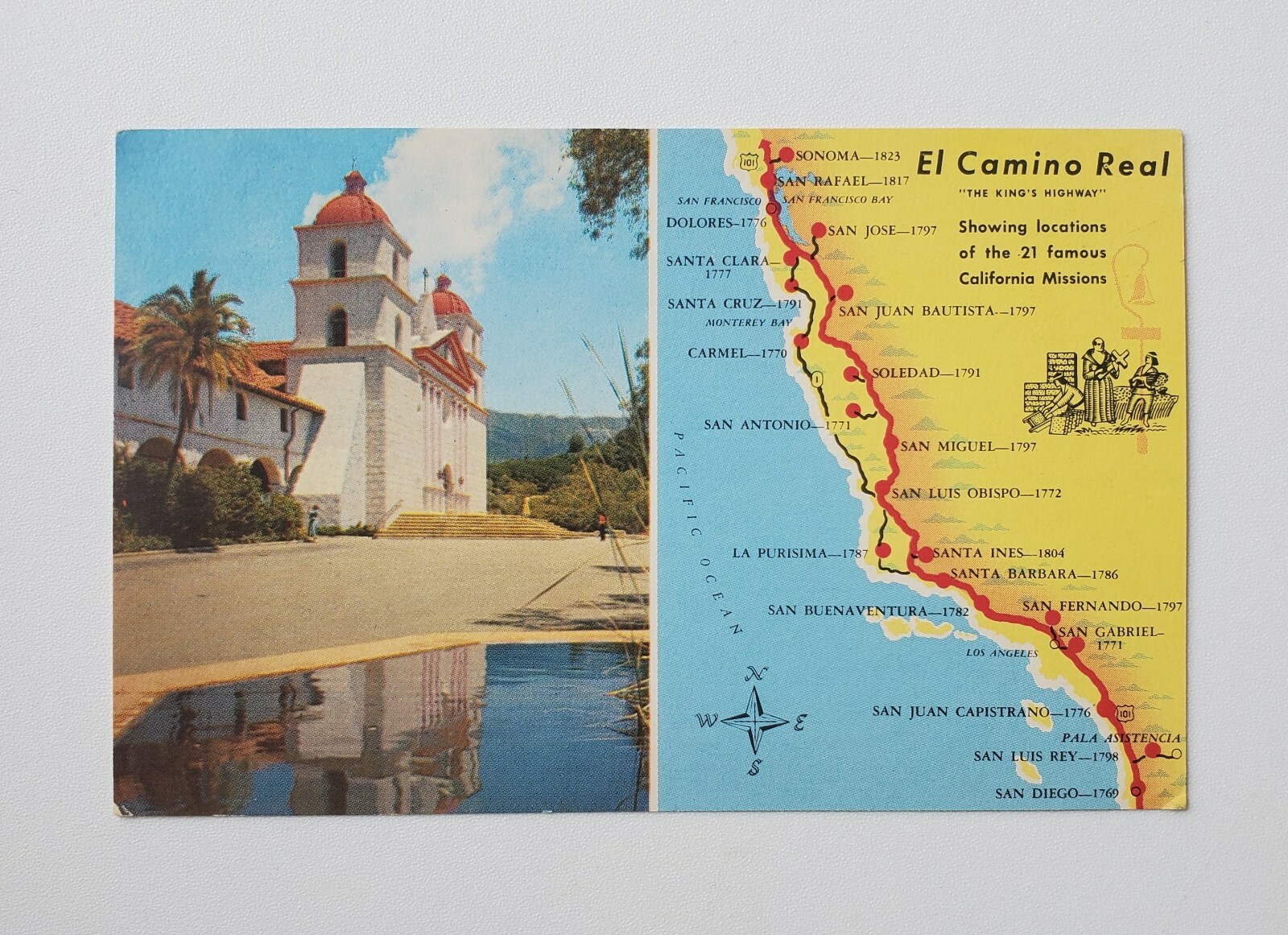 El Camino Real Missions Map Pin Point Locations Mission Santa Barbara
